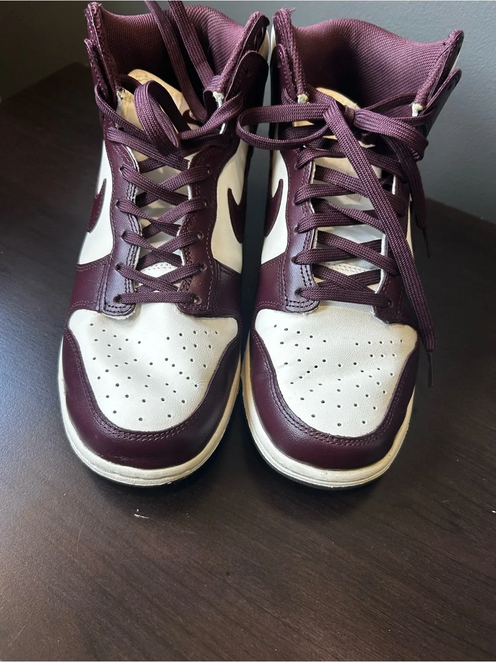 Nike High-Top Sneakers in Burgundy and White